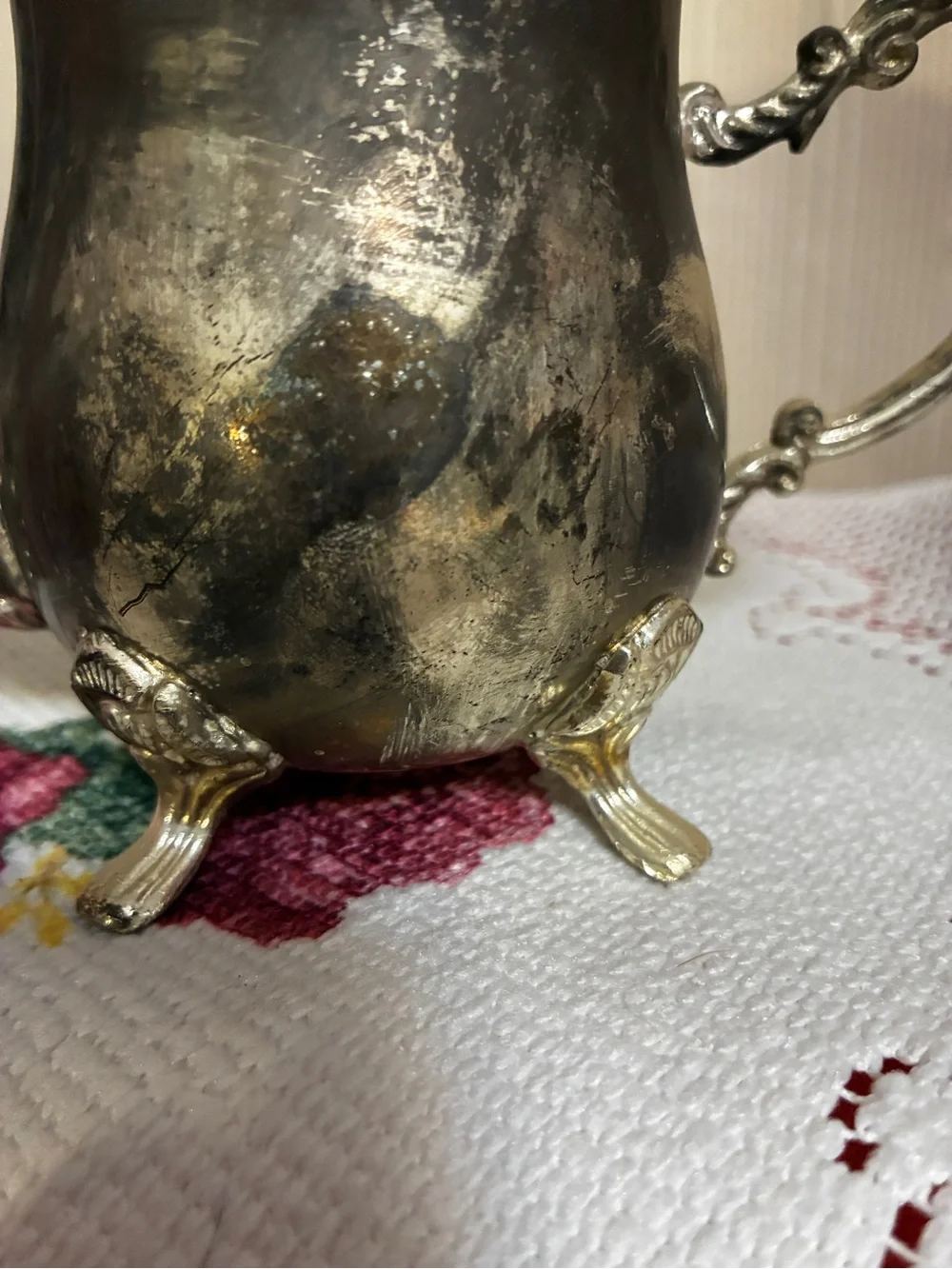 Vintage Ornate Silverplate Mini Teapot Footed Victorian style hinged lid